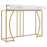 KONSOLENTISCH Golden und Weiß 110/32/85CM - Weiß, Holzwerkstoff/Metall (110/32/85cm) - Urban Meuble