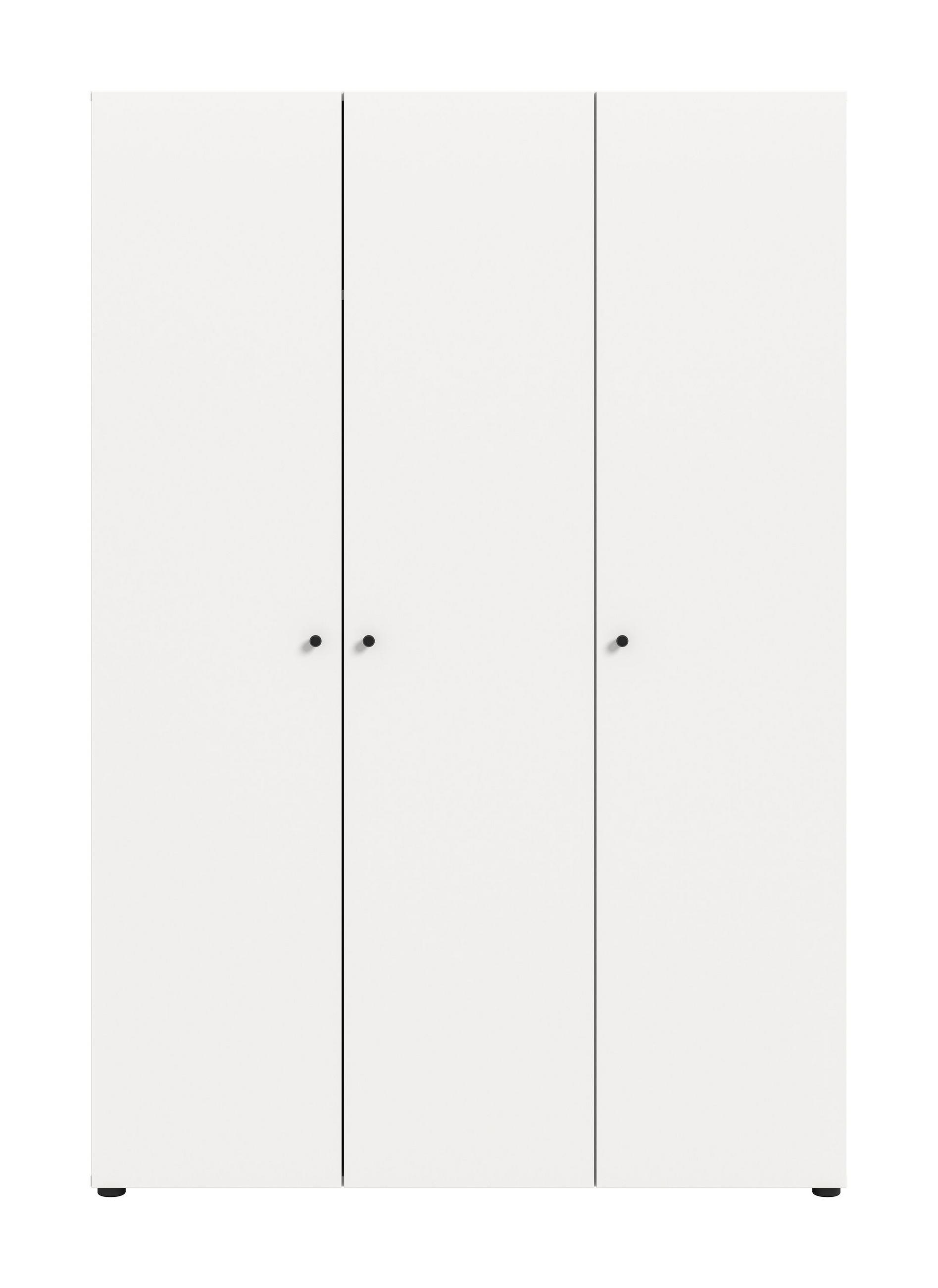 KLEIDERSCHRANK 3-türig DARWIN (B/H/T: ca. 120/176/51 cm) in Weiß/weiß - Weiß, Holzwerkstoff (120/176/51cm)
