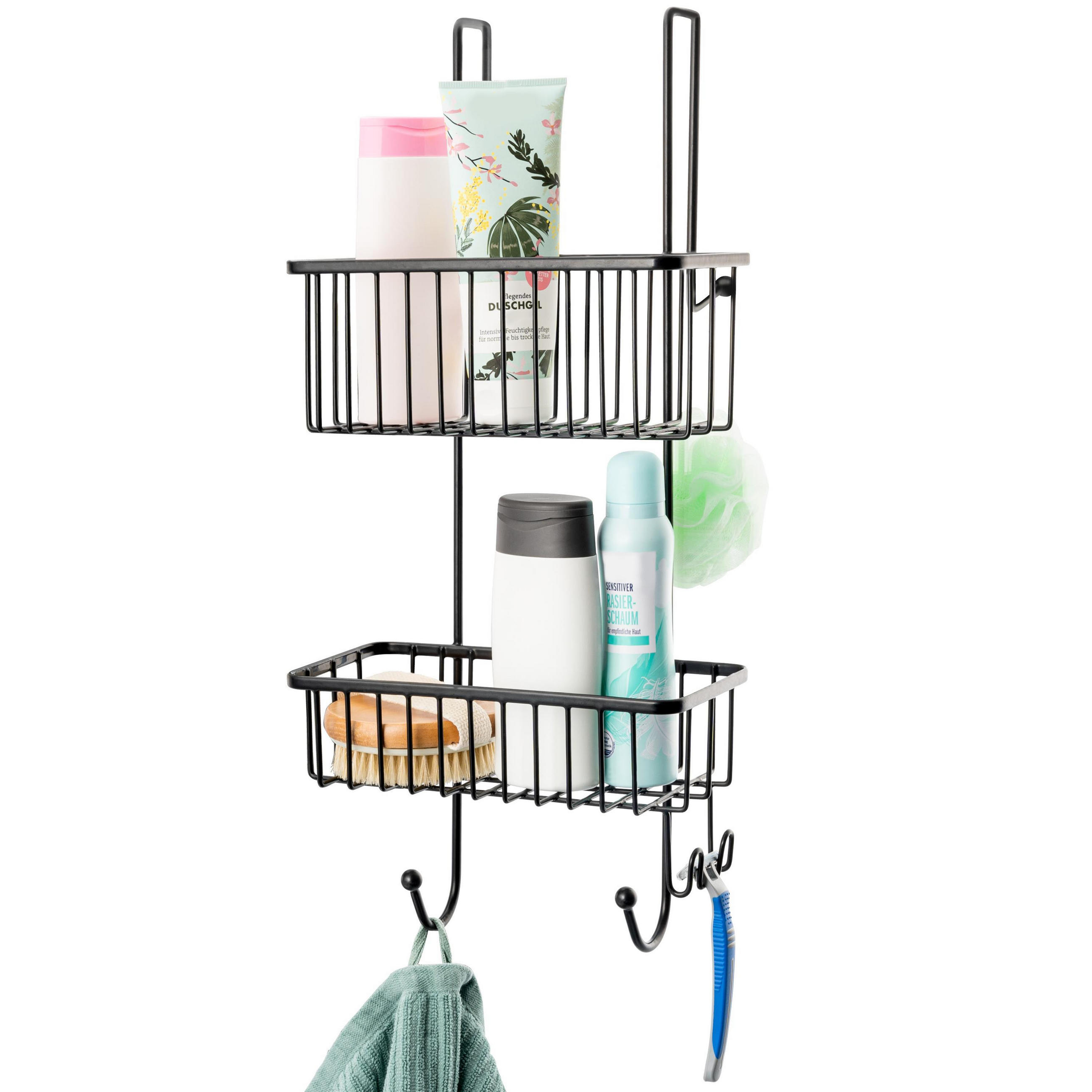 DUSCHREGAL, schwarz, Metall, Kunststoff - Schwarz, Metall (25/55/12cm) - bremermann