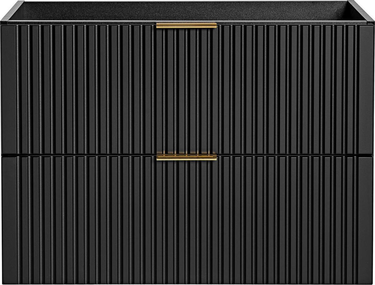 WASCHBECKENUNTERSCHRANK Niva hängend mit Rillenfronten in Schwarz, 80/57/46 cm - Multicolor/Schwarz, Holzwerkstoff/Kunststoff (80/57/46cm) - WFL GROUP