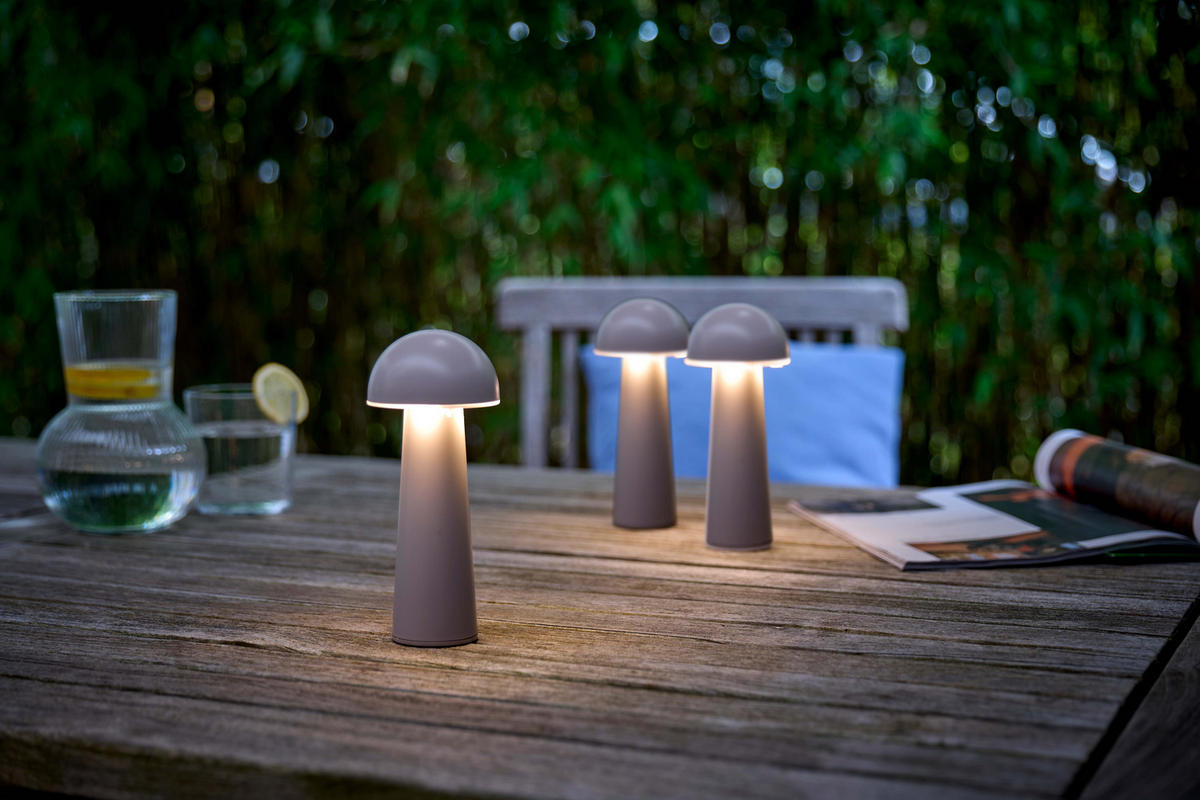 LED-TISCHLEUCHTE Pilzform dimmbar CCT Farbwechsel Ø 9 x 17 cm Pilz taupe - Beige, Kunststoff (9/9/17cm) - Northpoint