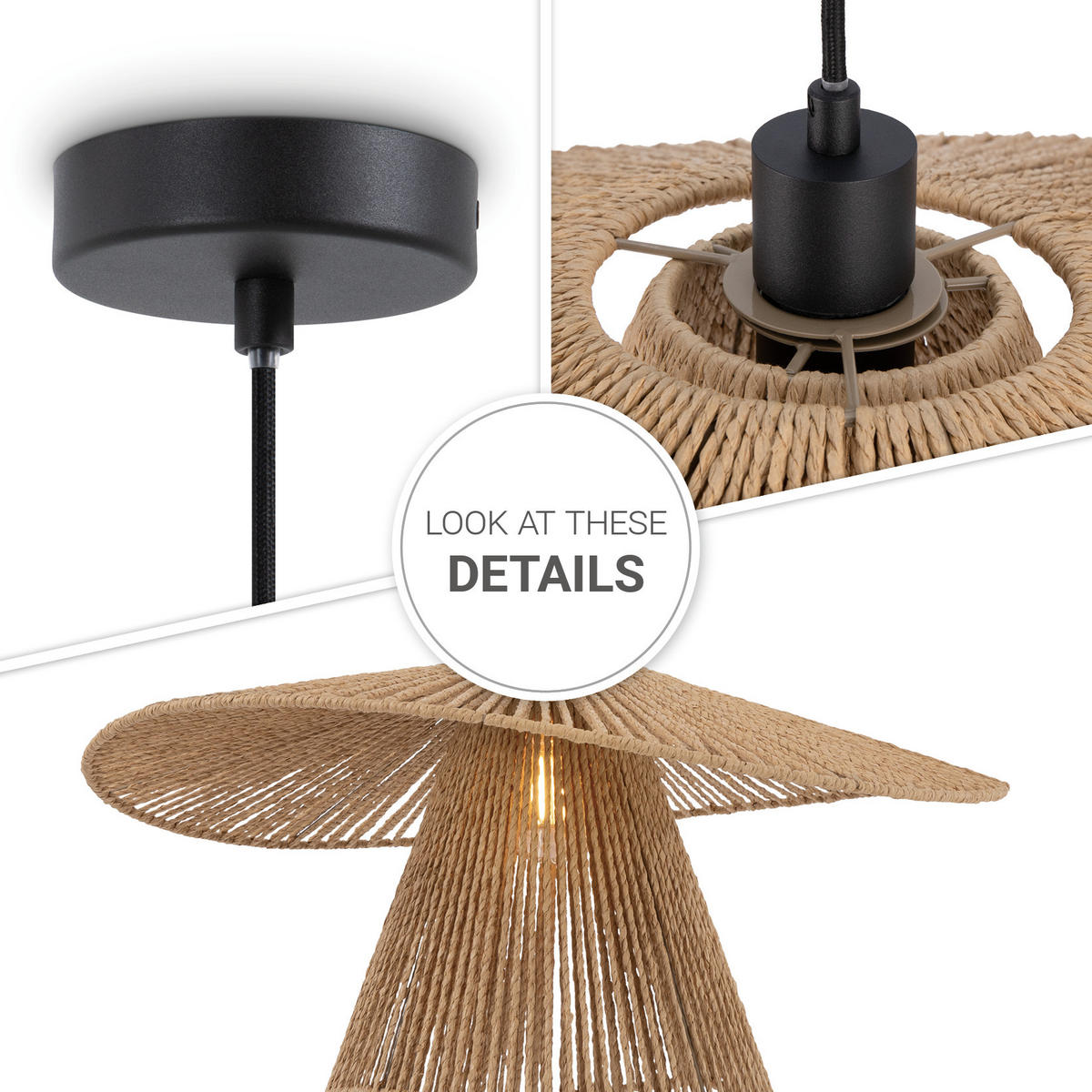 PENDELLEUCHTE Hugo - Schwarz, Metall (63/63/35cm) - Paco Home