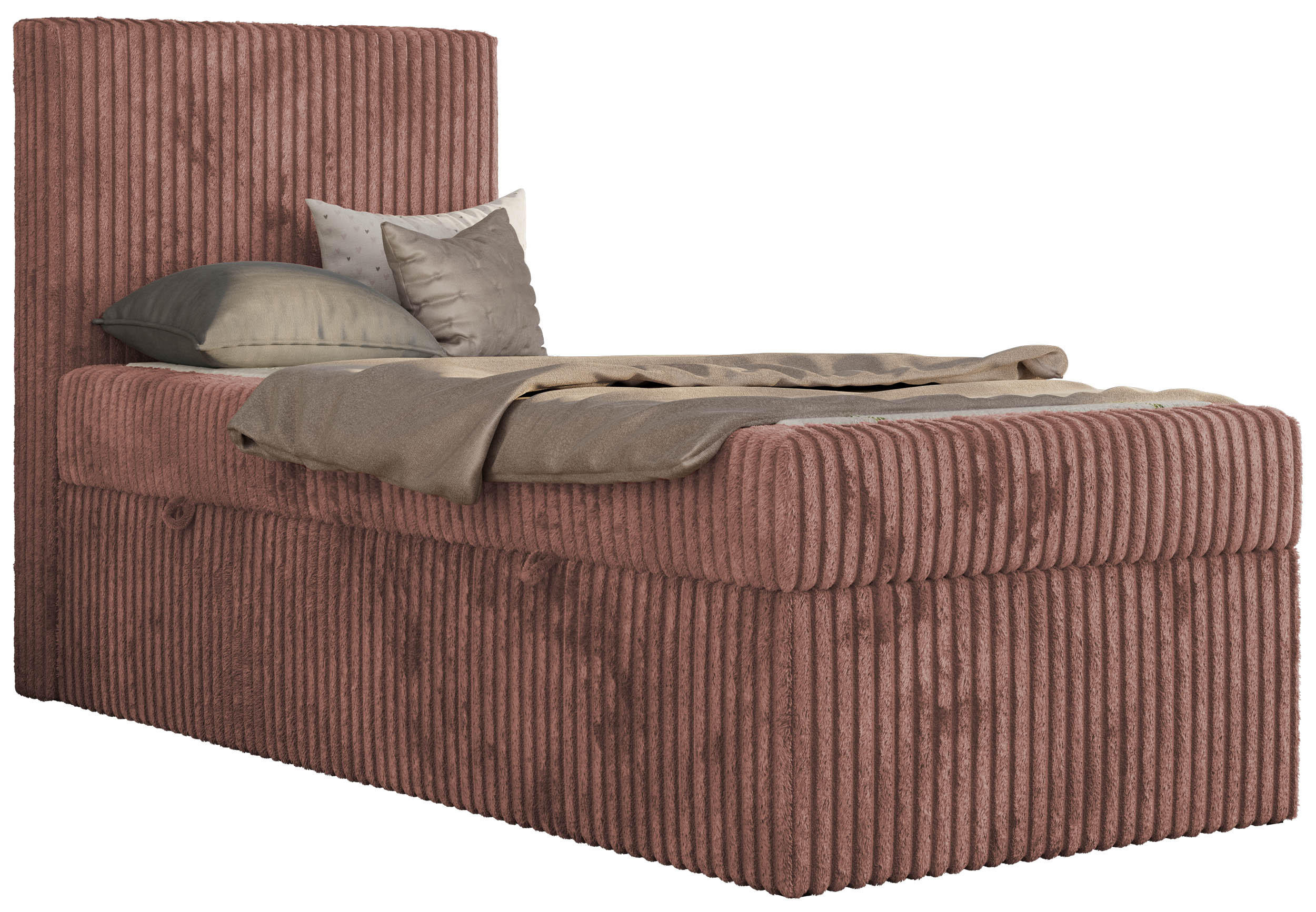 JUGENDBETT TILIO 90/200 - Rosa - H4 - Links Seite - Rosa, Textil (90/200cm) - MKS
