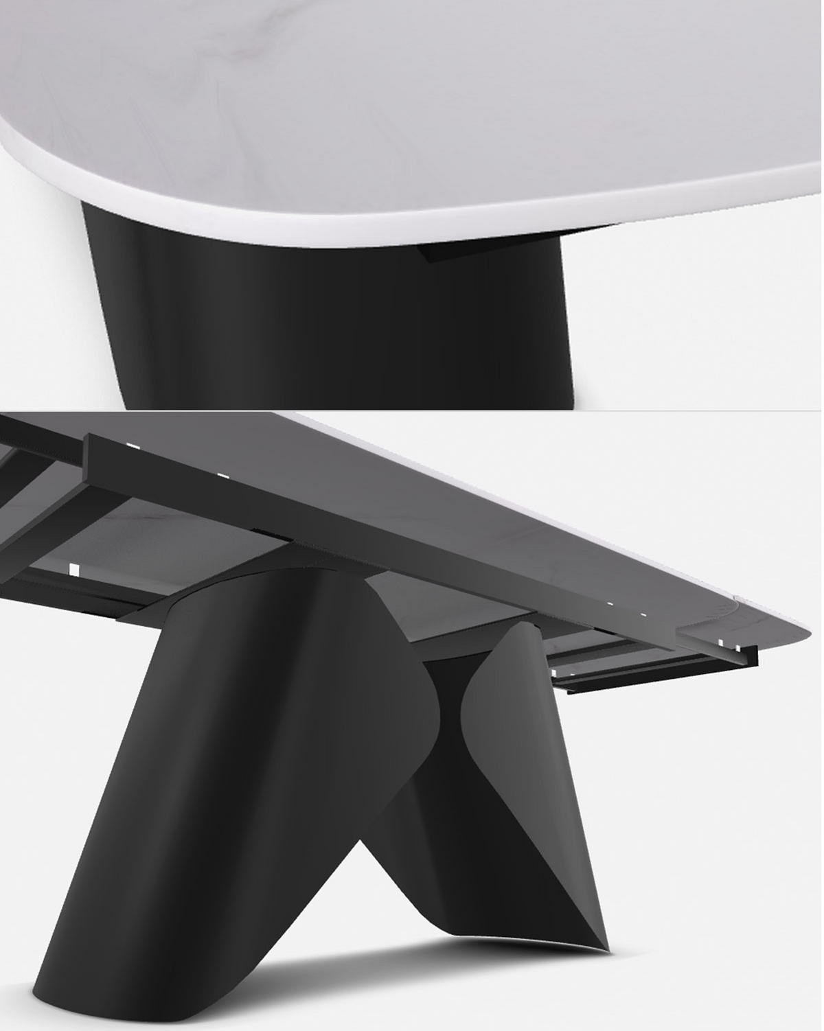 ESSTISCH Armando Weiß Marmor / Schwarz 160-240 / 90 / 76cm - Schwarz/Weiß, Holz/Keramik (90/240/76cm) - Feldmann-Wohnen