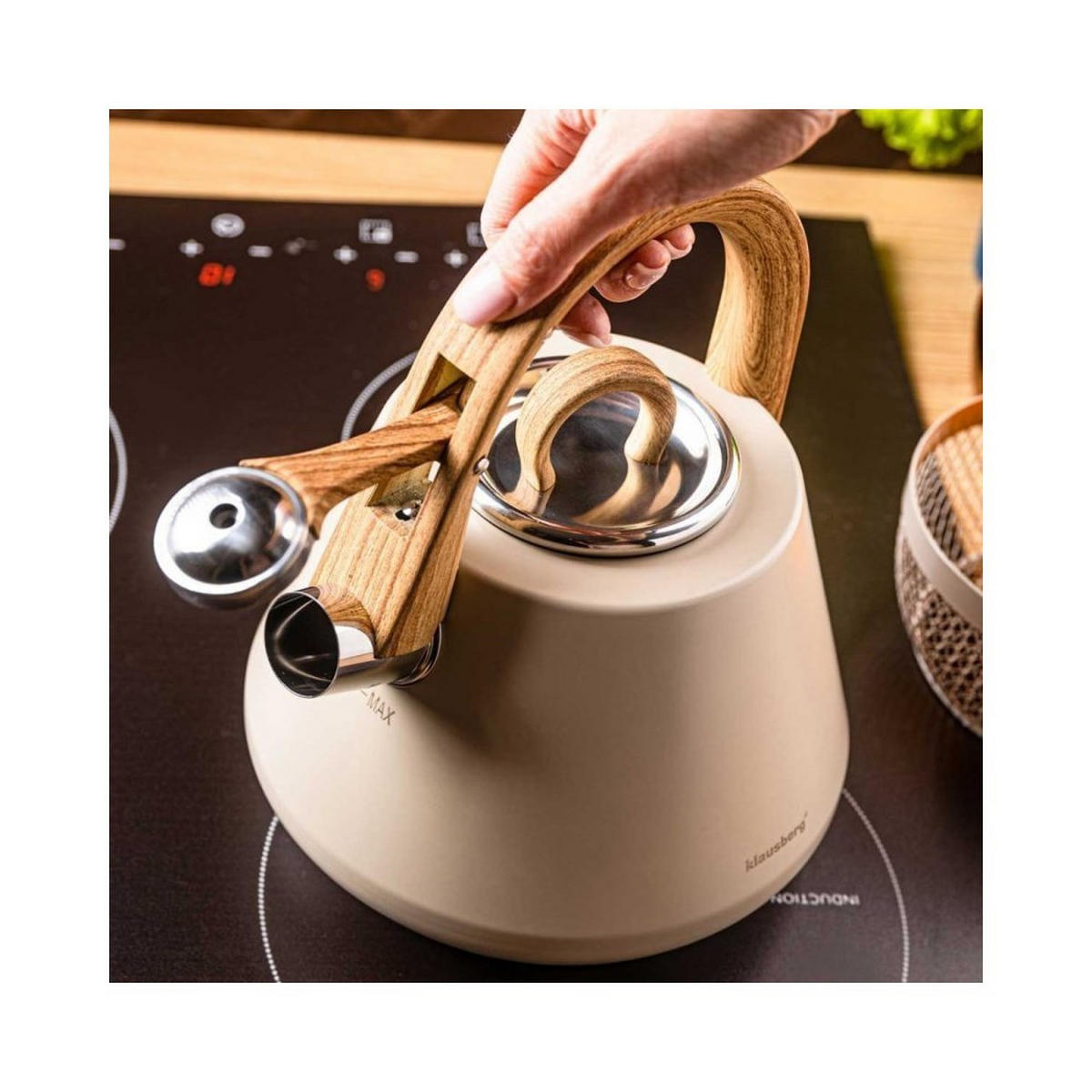WASSERKESSEL Beige 21.5/20/24 cm KB7950 - Beige, Metall (21.5cm) - Klausberg 
