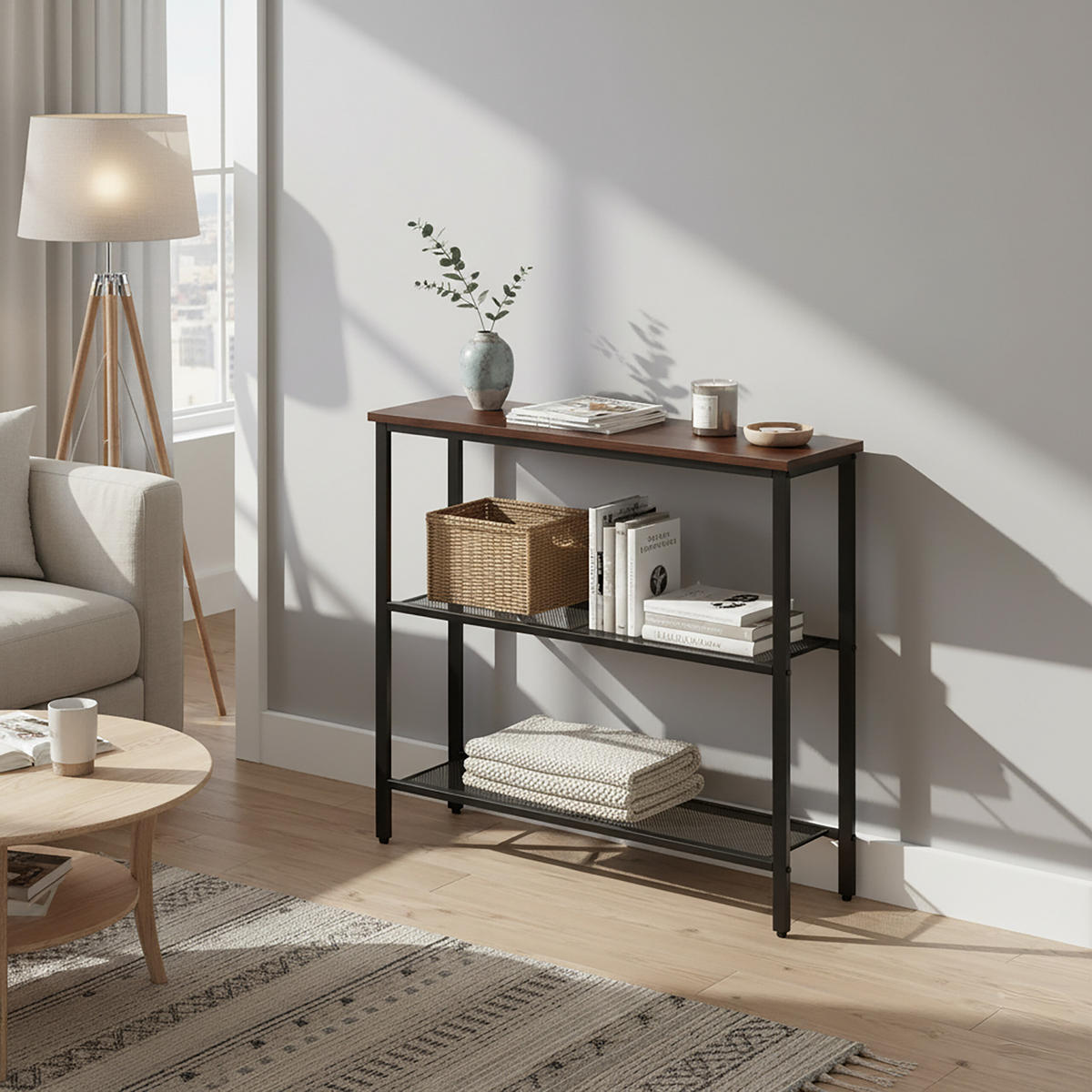 KONSOLENTISCH - Schwarz, Holzwerkstoff/Metall (23/80/75cm) - Relaxdays