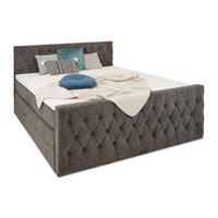 BOXSPRINGBETT London anthrazit 180/200 cm H3/H4 Samt - Anthrazit, Textil (180/200cm) - wonello