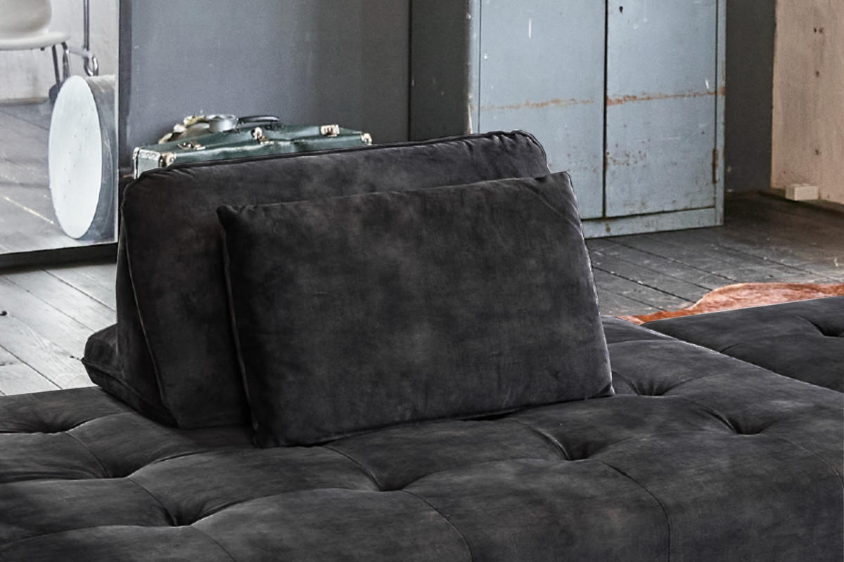 RÜCKENKISSEN WIOLO Anthrazit Velvet - Anthrazit, Textil (80/46cm) - KAWOLA