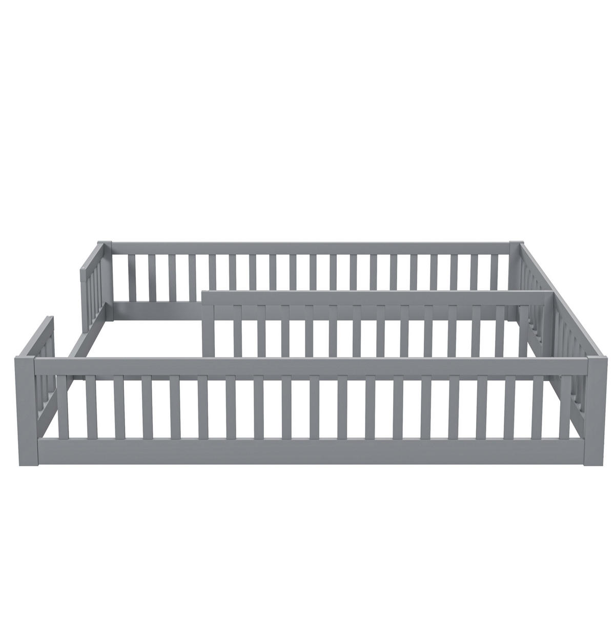PANEELBETT 90/200 cm, Kinderbett mit Sicherheitsgitter, Grau, ohne Matratze - Grau, Holz (90/200cm) - MIVRAY