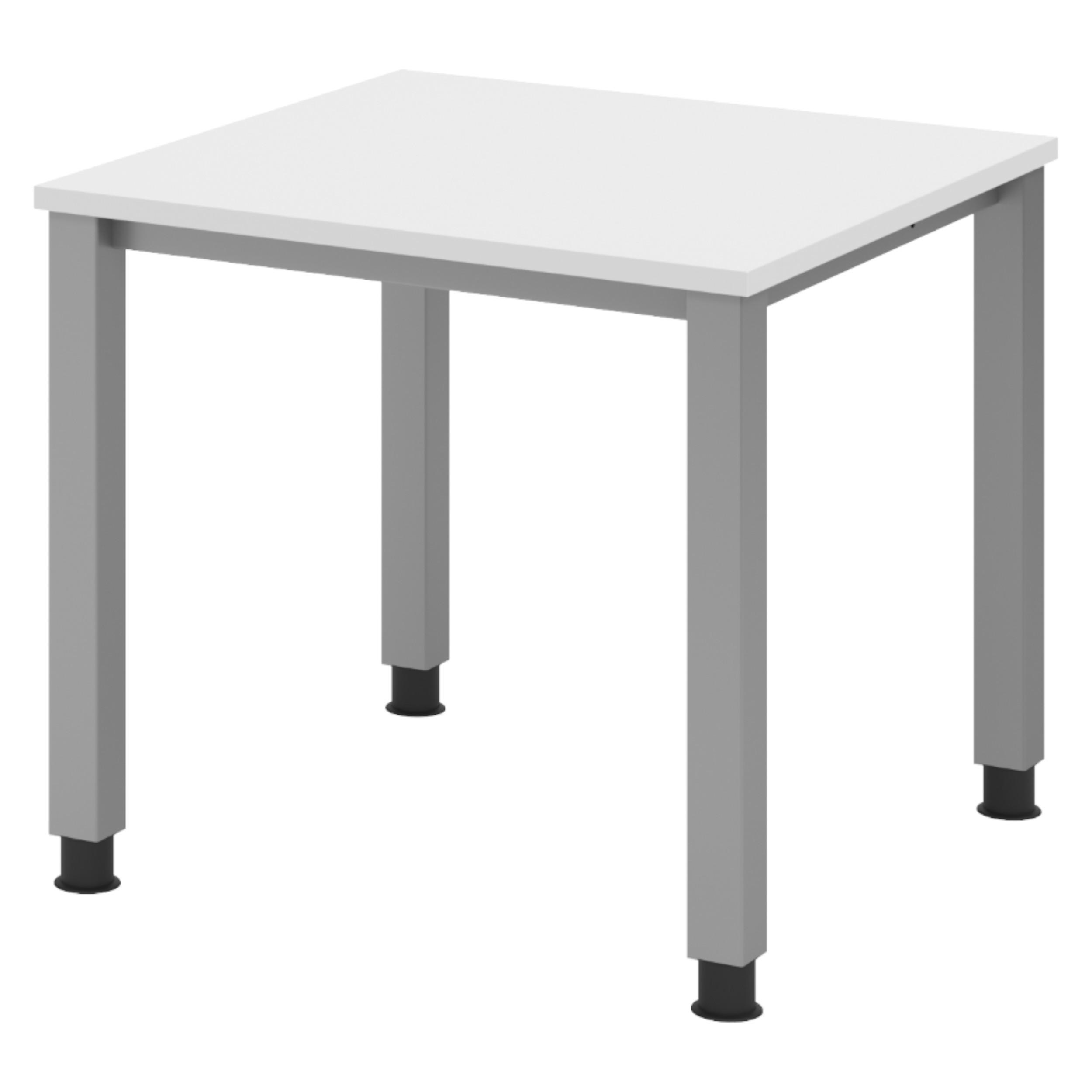 SCHREIBTISCH Serie-Q Gestell: Silber 80/80/74 cm in Weiß - Weiß, Holzwerkstoff (80/80/74cm) - bümö