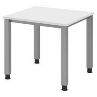 SCHREIBTISCH Serie-Q Gestell: Silber 80/80/74 cm in Weiß - Weiß, Holzwerkstoff (80/80/74cm) - bümö