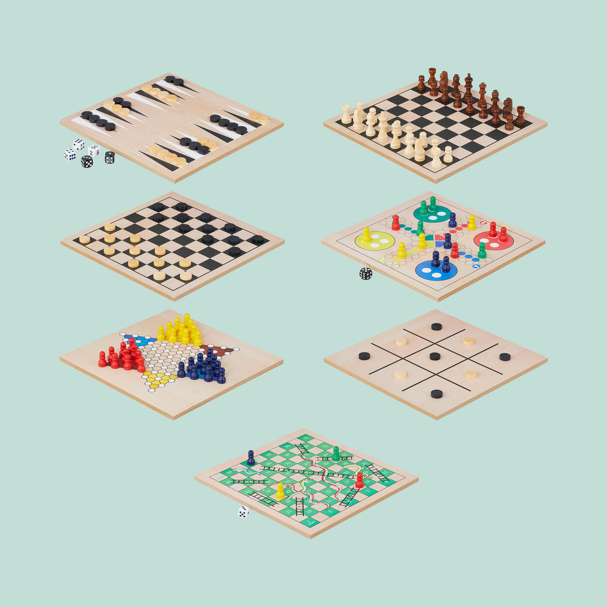 SPIELESAMMLUNG - Hellbraun, Holz/Holzwerkstoff - Relaxdays
