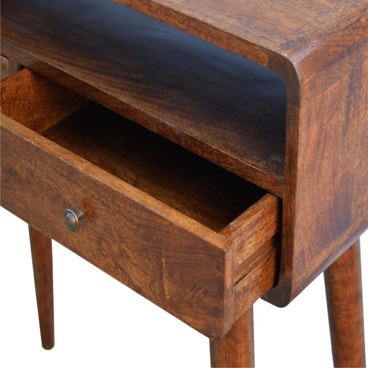 KONSOLENTISCH im Kastanienholz-Finish - Messingfarben/Braun, Holz/Metall (35/90/90cm) - Artisan Furniture