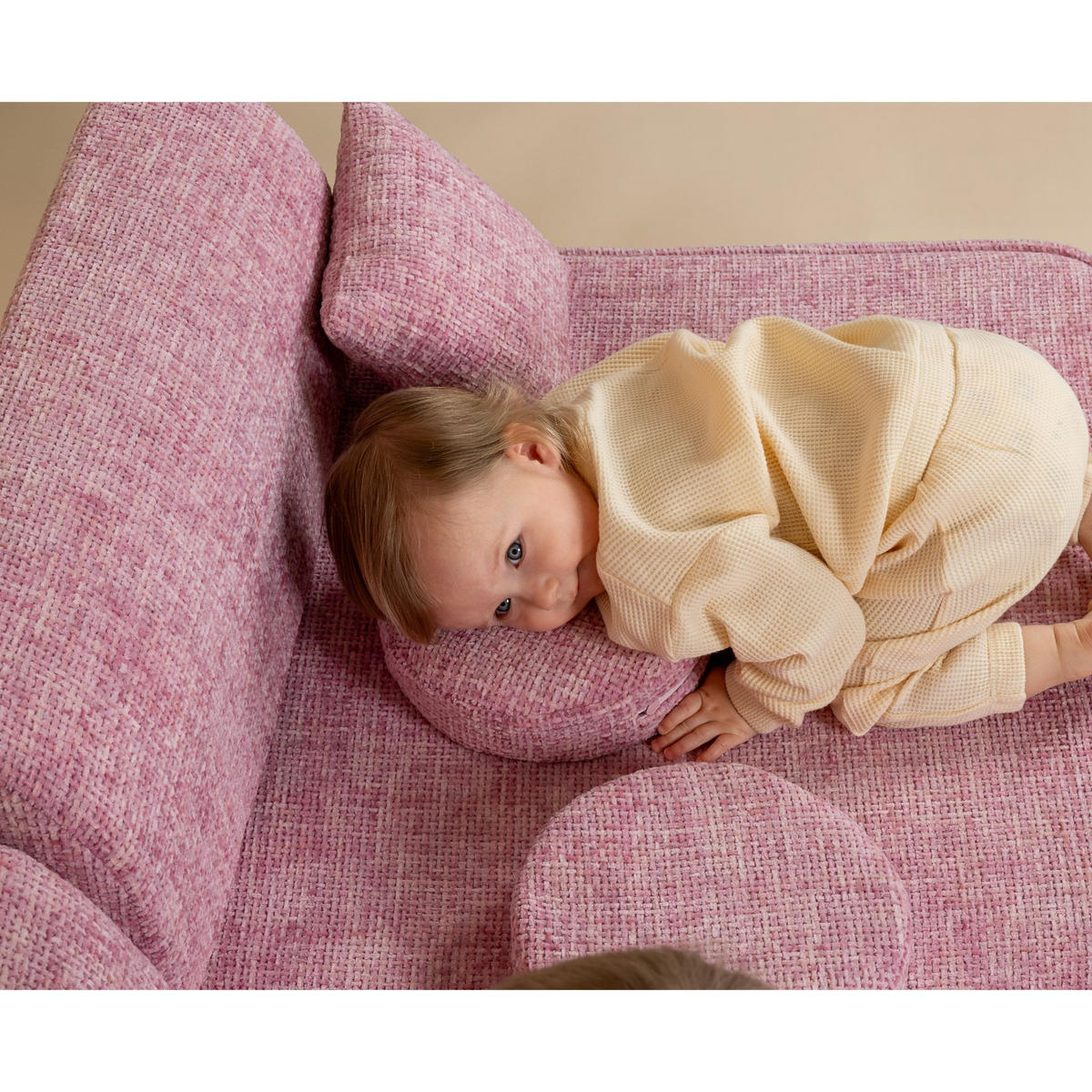 KINDERSOFA, Pocket Basic, Tangle, Bonbonrosa - Roségold, Textil (120/25/60cm) - MeowBaby