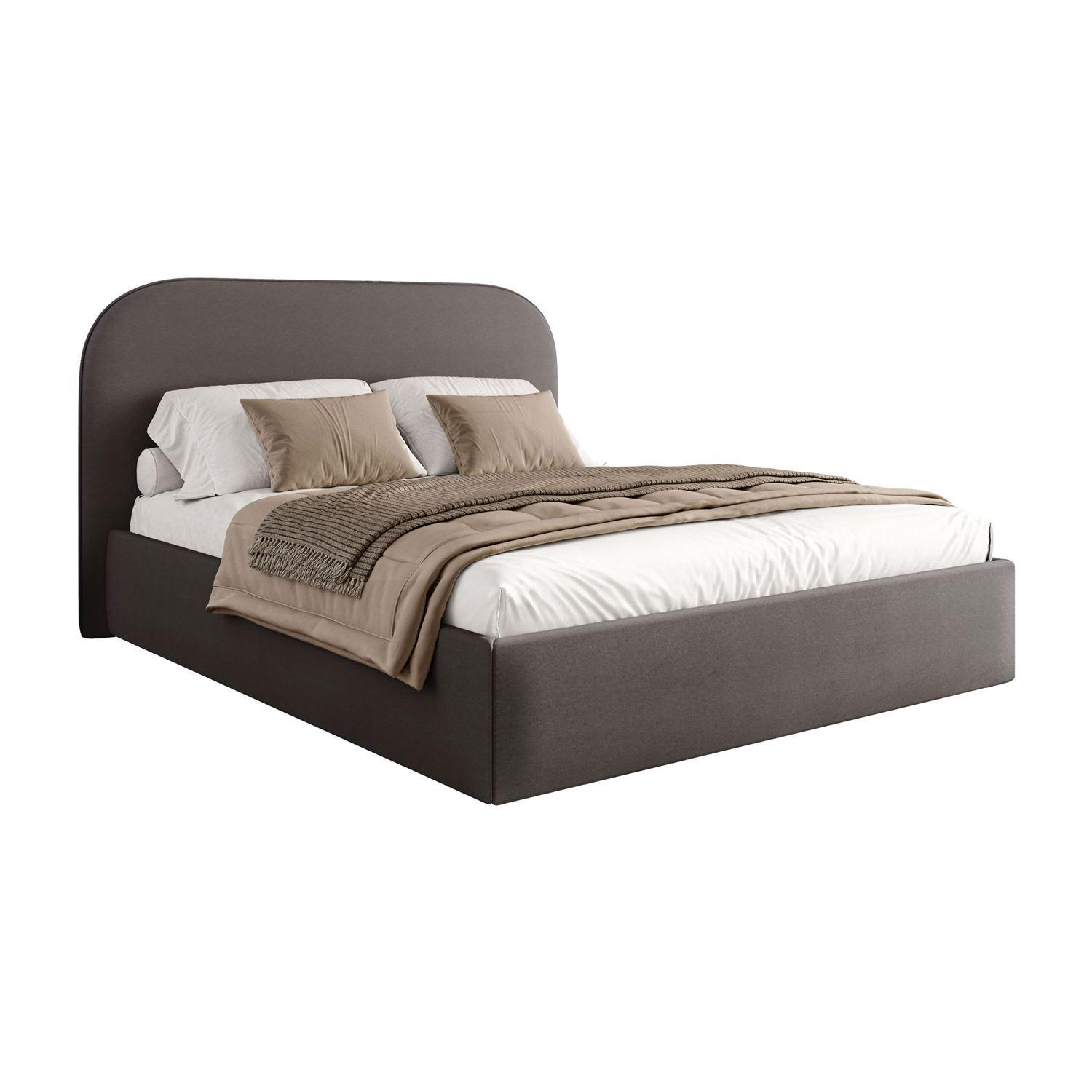 POLSTERBETT OLIMPIA mit Bettkasten 180x200, Castel 93 - Dunkelgrau, Textil (180/200cm) - Lookway