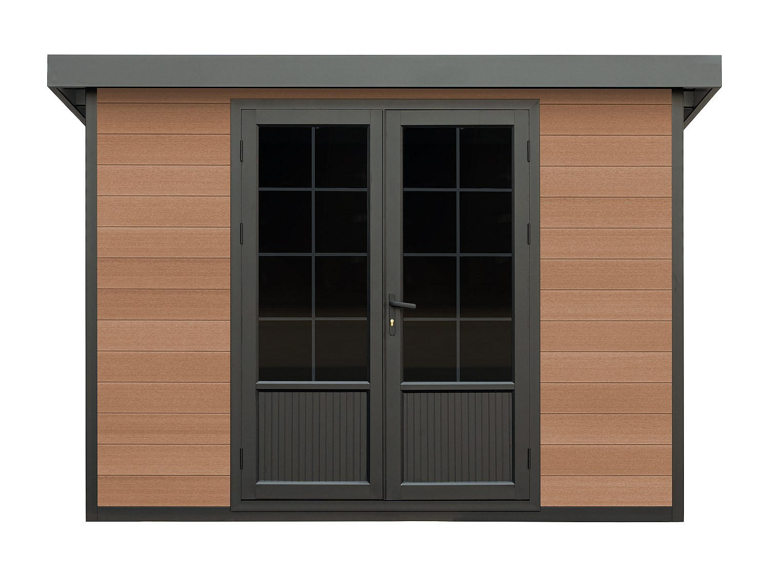 SCHREBERGARTENHAUS - 290 cm x 290 cm - verbundwerkstoff - naturfarben dunkel Hazelton - Naturfarben, Glas (290/198/290cm) - Vente-Unique