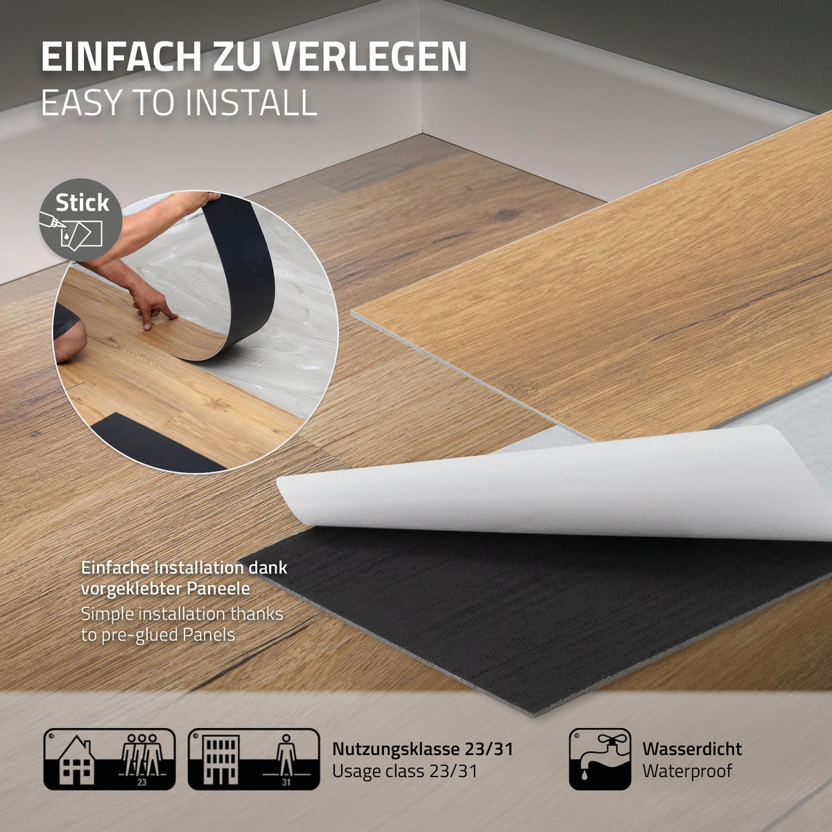 PVC BODENBELAG selbstklebend 2,23m²/16 Dielen Vinylboden Holzoptik Eiche Rustikal - Wildeiche, Kunststoff (91.5/15.3/0.2cm) - ML-DESIGN