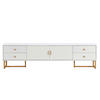 TV-SCHRANK Lowboard Weiß strukturierte Tür Schubladen goldene Griffe - Weiß, Holz (33/19/47cm) - FLIEKS