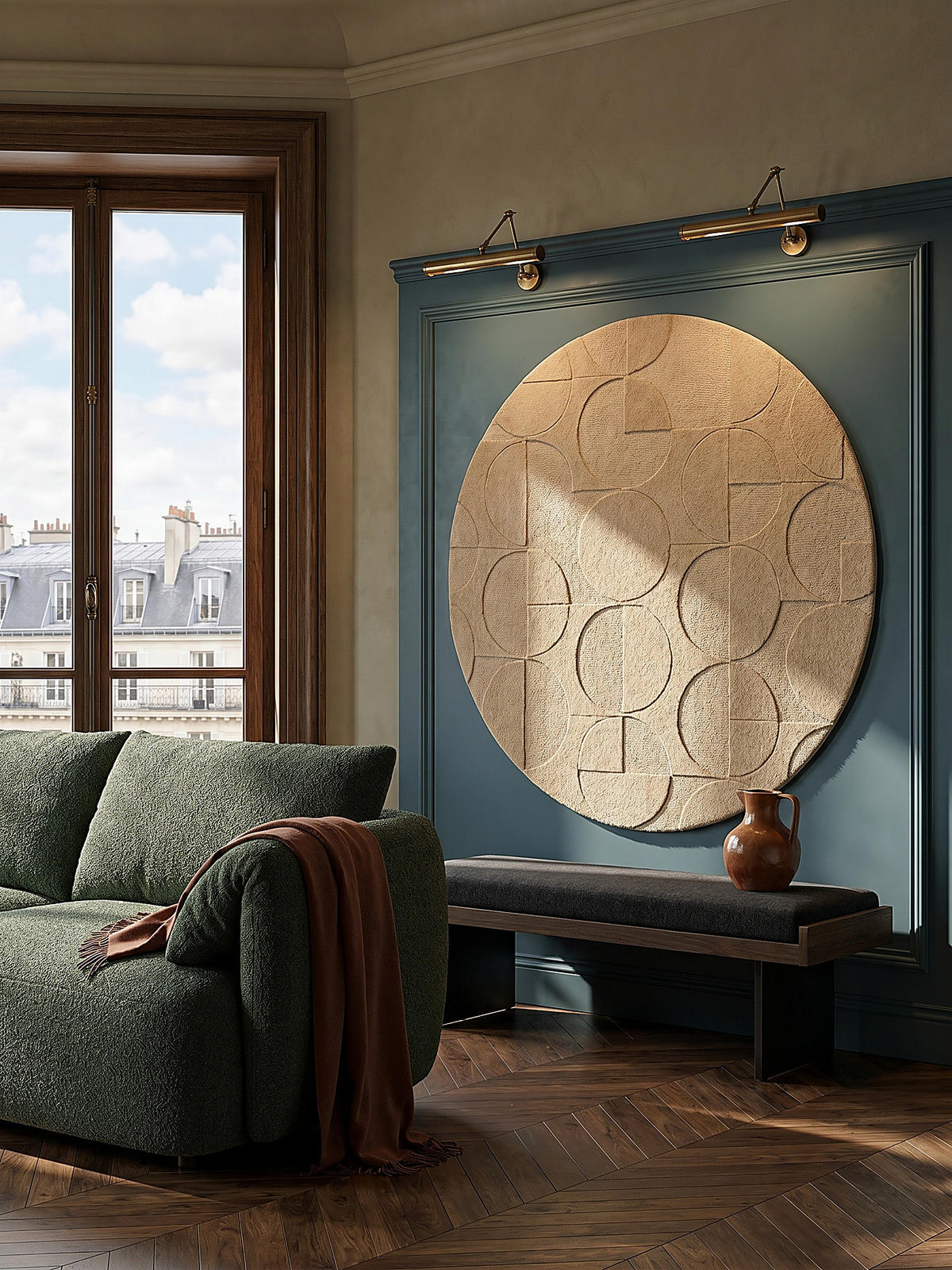 WOLLTEPPICH Geometrisches-Design, naturfarben DEBEN NOAH, Braun 160x160 cm - Braun, Textil (160/160cm) - KADIMA DESIGN