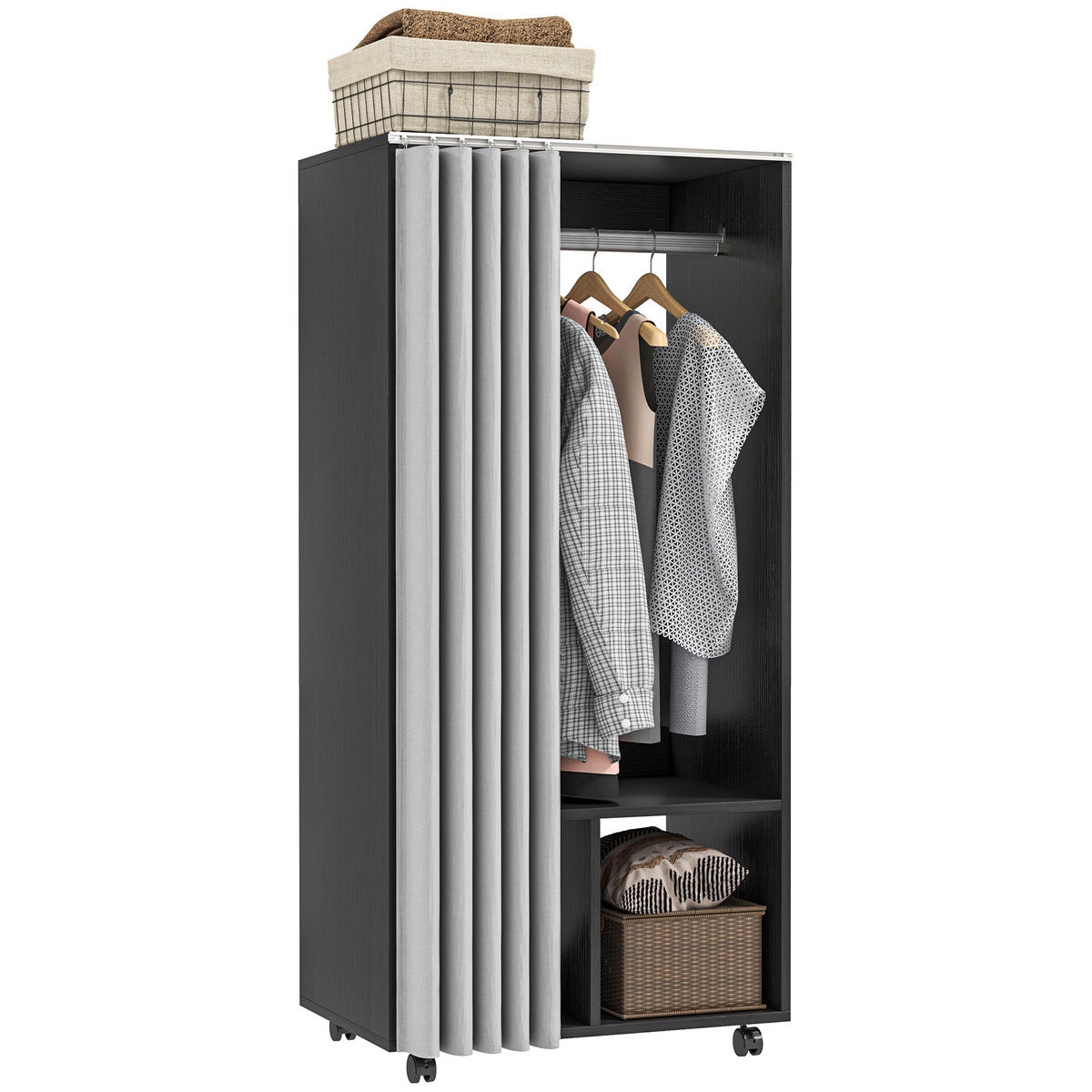 KLEIDERSCHRANK Schwarz 1 Stück - Schwarz, Holzwerkstoff (40/128/60cm) - GiPP