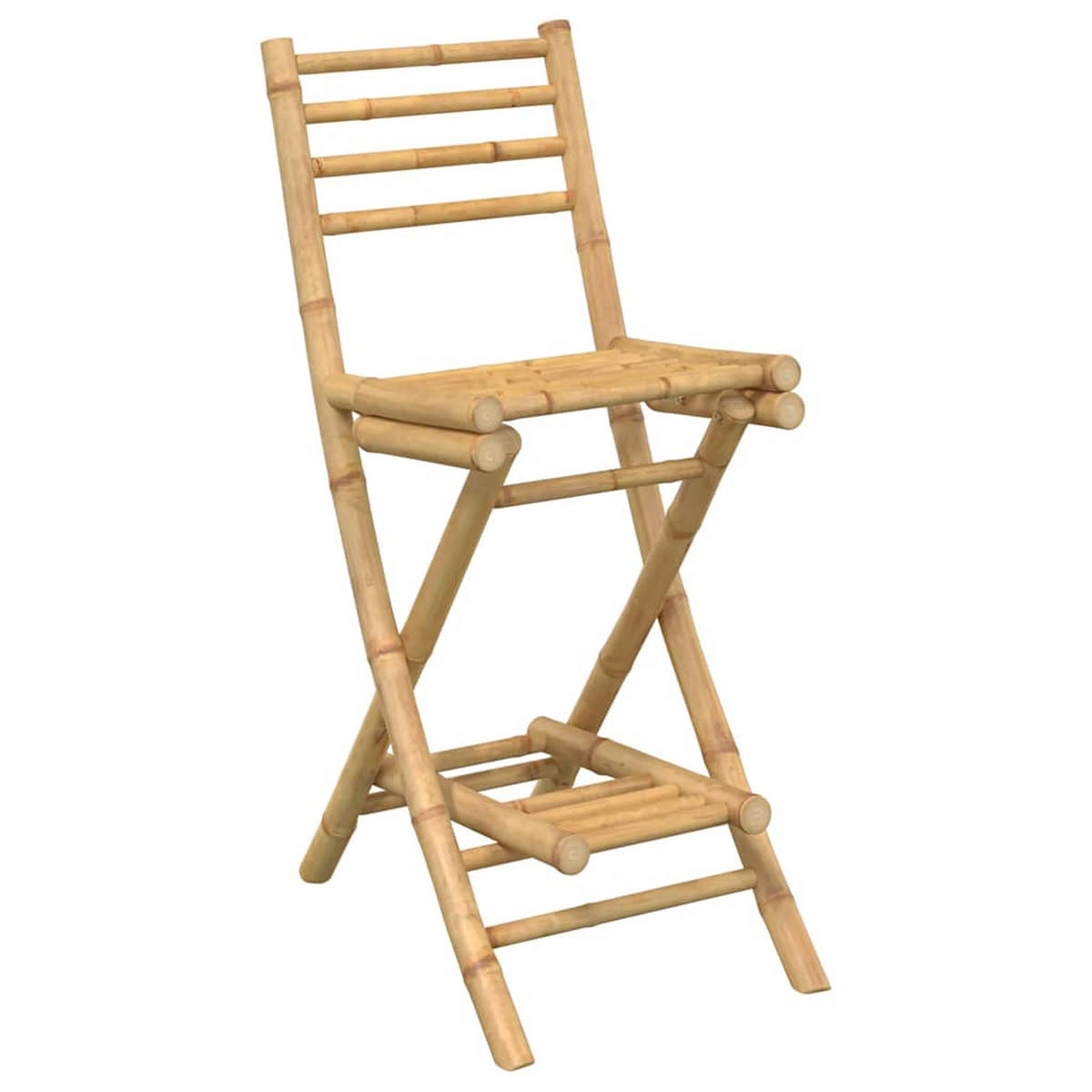 OUTDOOR-BARHOCKER Mit Fussstützen 2 Stk. KlaPPbar Bambus - Braun, Naturmaterialen (57.5/97/40cm) - vidaXL