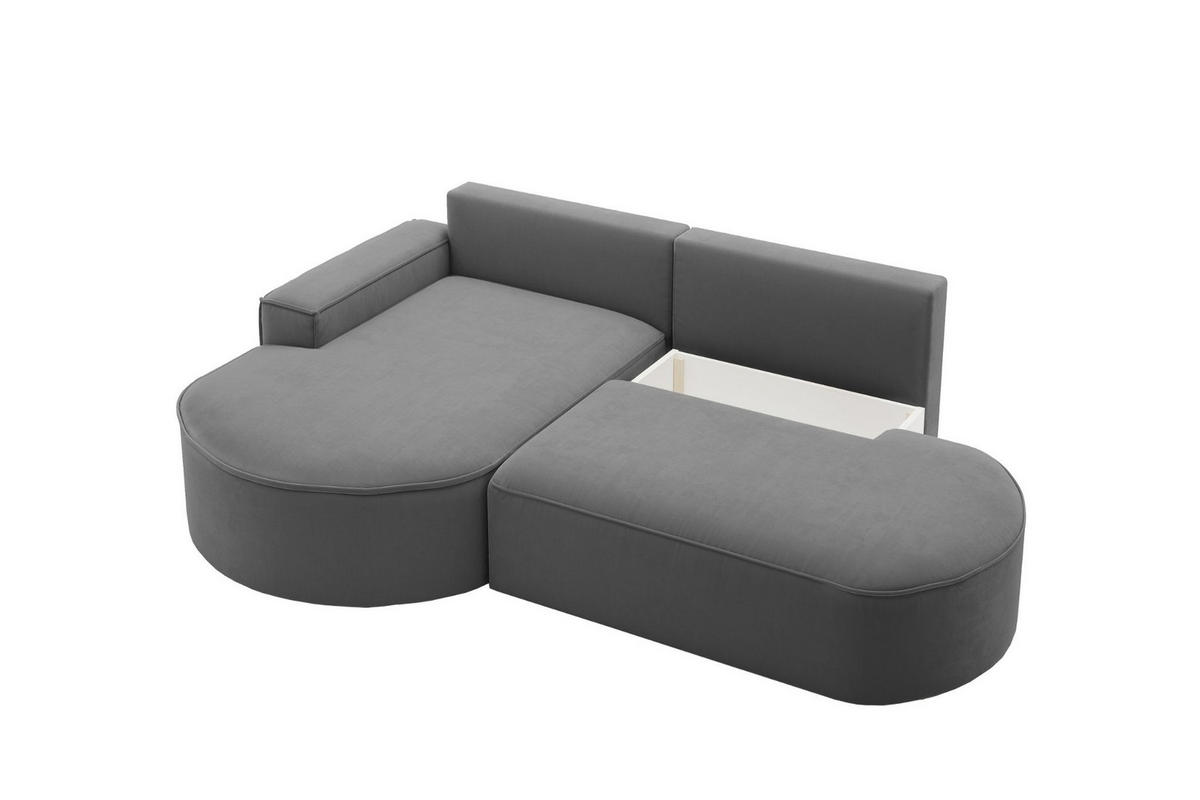 ECKSOFA mit Schlaffunktion und Bettkasten Modena Runden stoff Salvador Anthrazit Links - Anthrazit, Holz/Textil (179/278cm) - Kaiser Möbel
