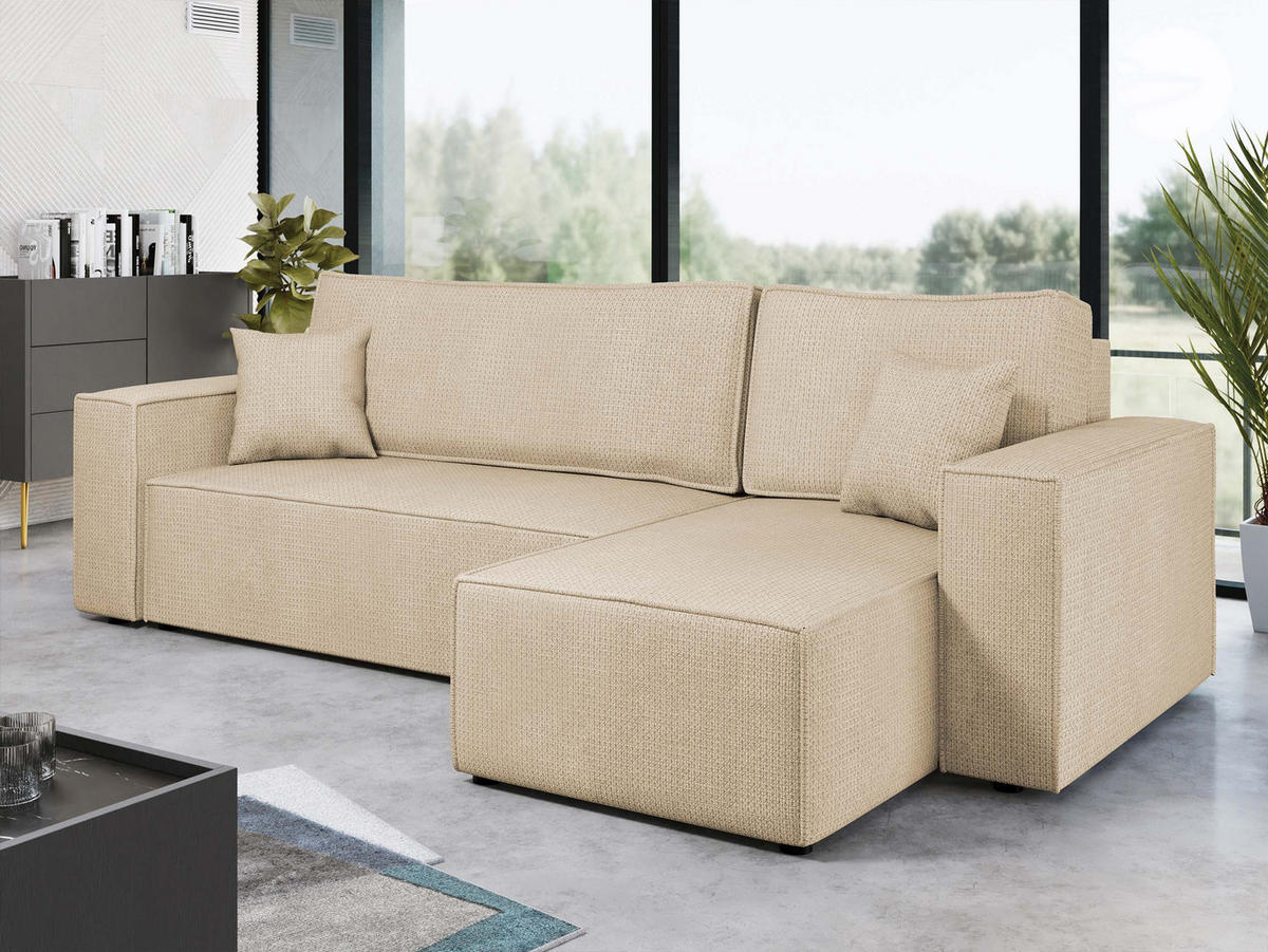 ECKSOFA Karl - Schwarz/Naturfarben, Holz/Kunststoff (244/145cm) - MIRJAN24