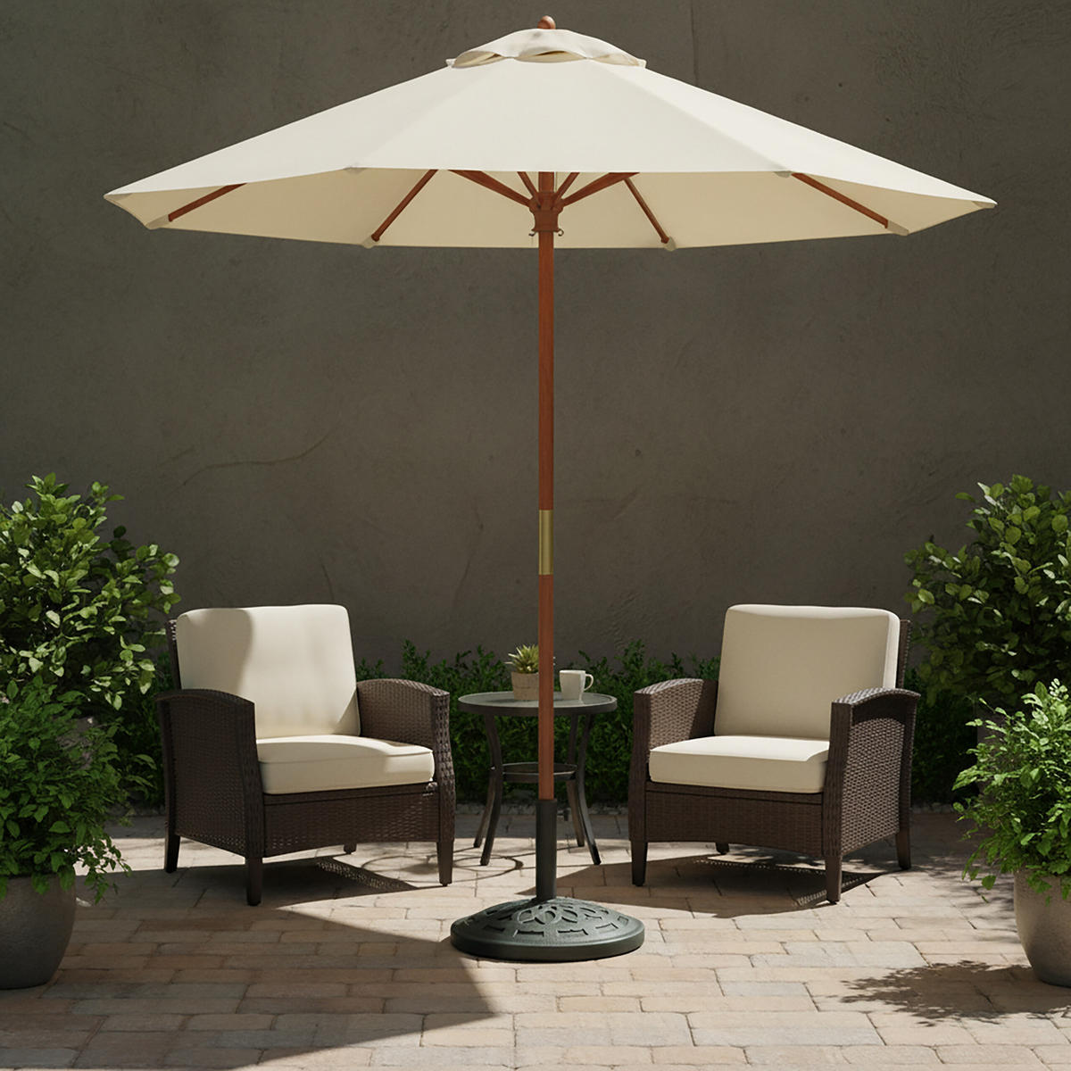 STOJAN slunečník - černá, kov/plast (49/49cm) - Relaxdays