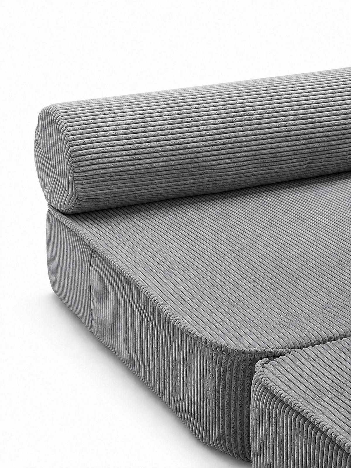 SCHLAFSESSEL ausklappbar, modularer Bodensessel mit Rückenrolle in Grau - Grau, Textil (80/62/95cm) - SURB