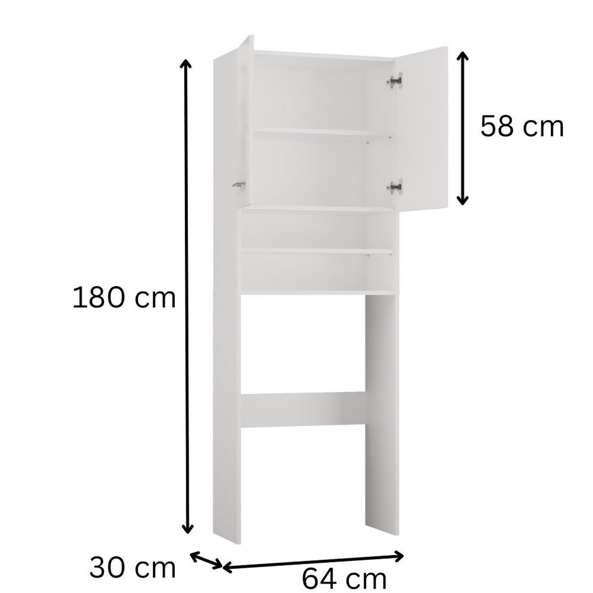 WASCHMASCHINENSCHRANK Bagnoli M: H: 180 cm, B: 64 cm, T: 30 cm Anthrazit/brown - Braun/Grau, Holzwerkstoff (30/180/64cm) - 3XE LIVING