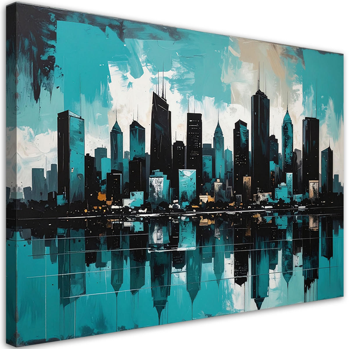 LEINWANDBILD Städte & Architektur 120x80cm - Türkis, Textil (120/80cm) - Feeby