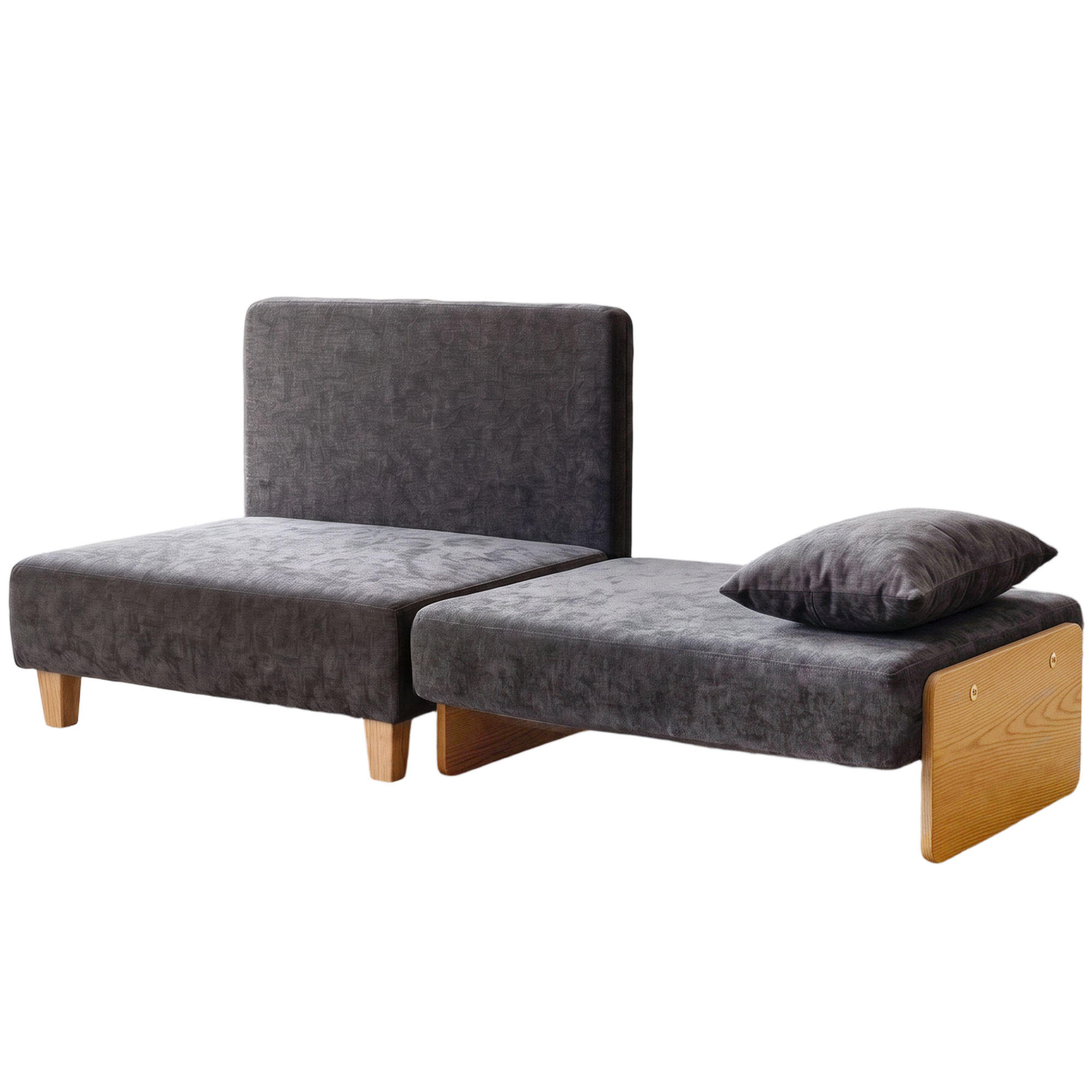 SCHLAFSESSEL Polyester Dunkelgrau - Dunkelgrau/Naturfarben, Holz/Textil (63/89/94cm) - HOMCOM