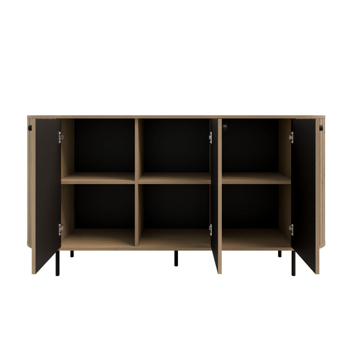 KOMMODE mit Lamellen japandi Eiche cremona OVI - Braun, Holzwerkstoff (165/85/42cm) - Compleo24