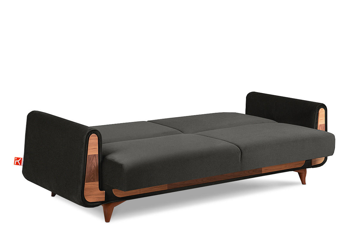 3-SITZER SCHLAFSOFA GUSTAVO mit Armlehnen, anthrazit - Anthrazit/Braun, Textil (230/98/98cm) - KONSIMO®