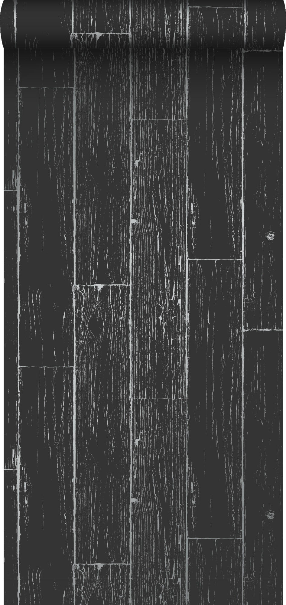 TAPETE Holz-optik 53 cm x 10.05 m - Schwarz, Papier (53/1000cm) - Origin Wallcoverings