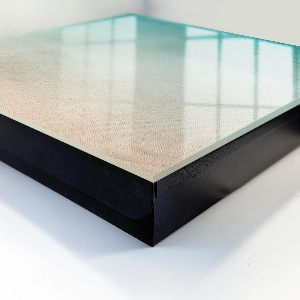 SCHLÜSSELBOX Schwarz 30x30 cm- Türöffnung nach rechts - Feiner Gradient - Türkis, Metall (30/30/5cm) - TULUP