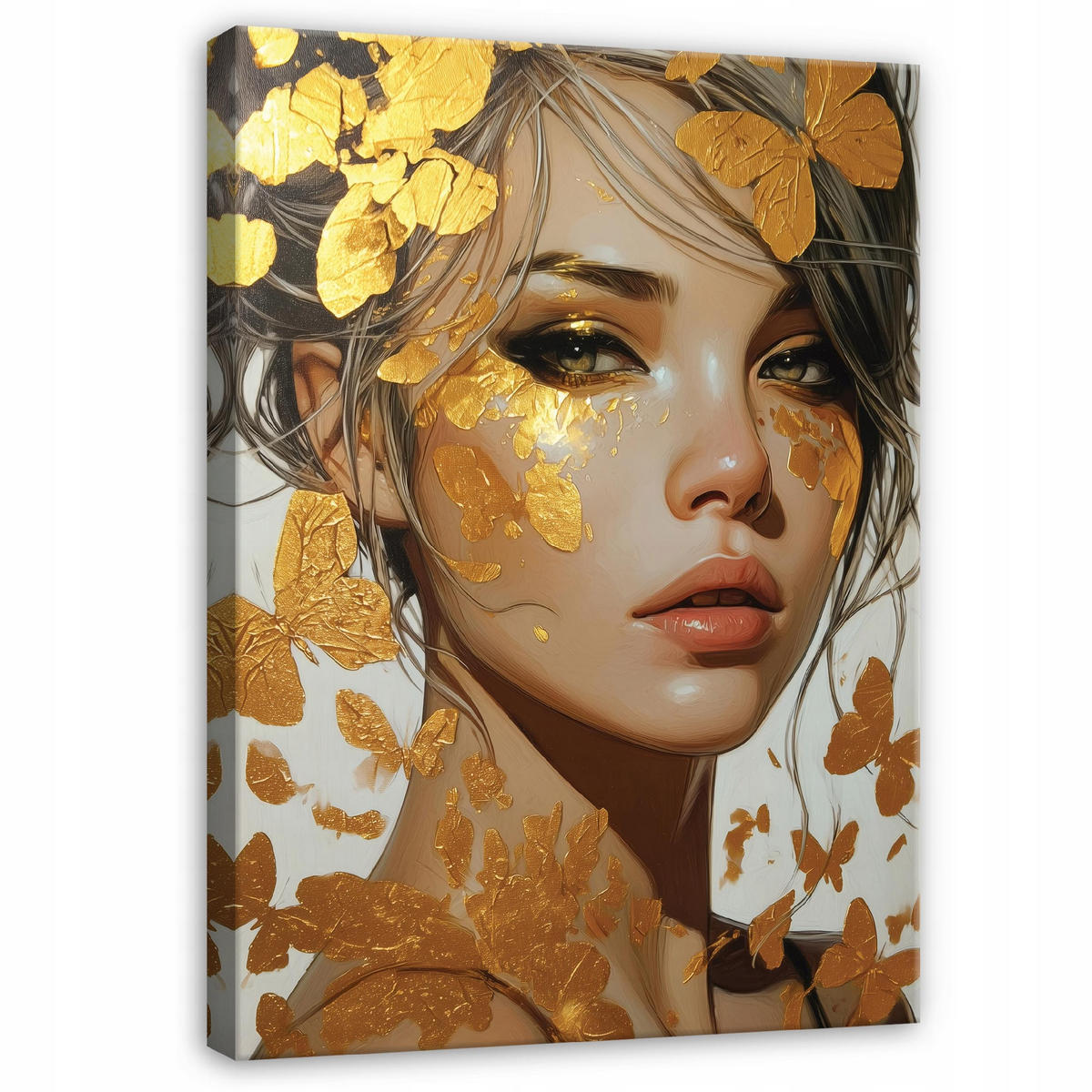 BILDER Frau Gold Abstrakt 120x80 - Multicolor, Holzwerkstoff (80/120cm) - Wallarena
