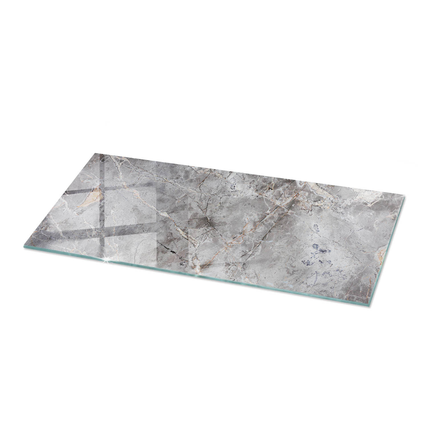 TISCHPLATTE 125x50 cm Naturmarmor Optik - Hellgrau/Grau, Glas (125/50/0.4cm) - TULUP