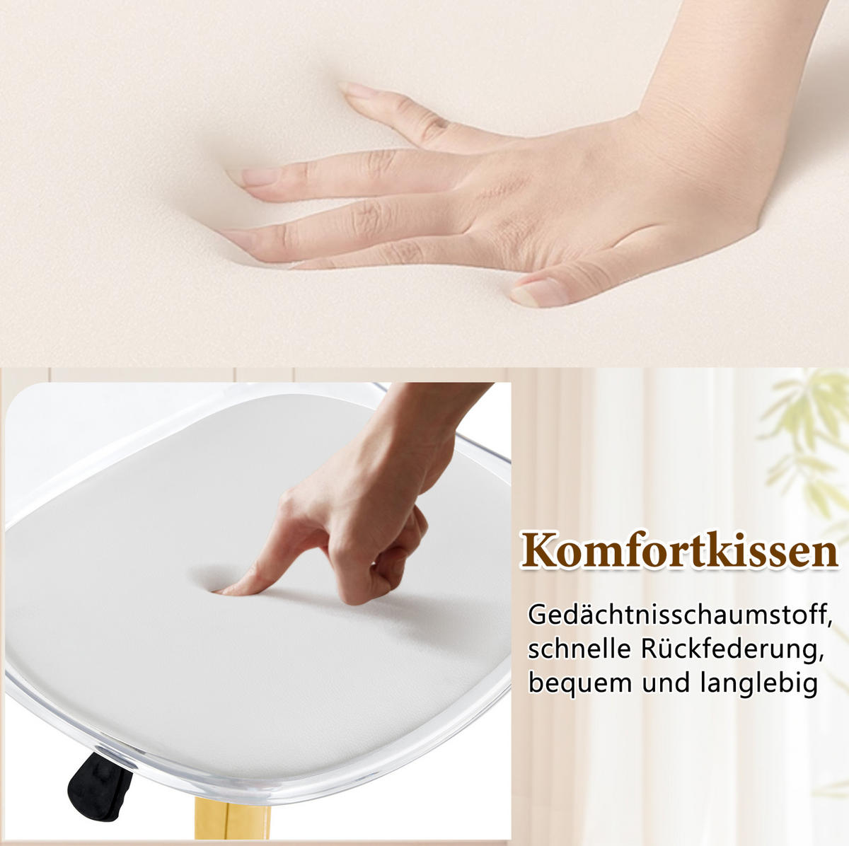 BARHOCKER 2er-Set höhenverstellbar 82-104 cm Gold Transparent - Transparent, Metall (40.5/104/40.5cm) - Meubliv