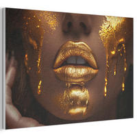 AKUSTIKBILD Frau - Gold - Luxus - Porträt Akustikpaneele 90x60 cm - Goldfarben, Kunststoff (90/60/0.9cm) - MuchoWow