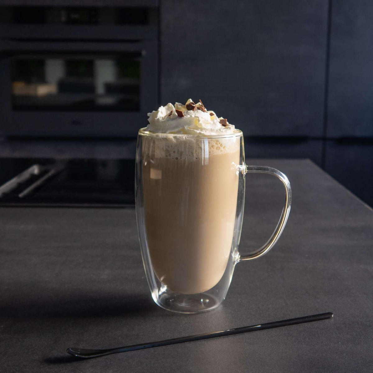 LATTE MACCHIATO LÖFFEL 22 cm Länge (6er Set) - Schwarz, Metall - Intirilife