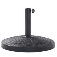 SONNENSCHIRMSTÄNDER Sonnenschirmfuß mit Rollen aus PE + Concrete in Rattanoptik Schwarz wetterfest und standfest ohne Befüllen Ø45 × 30 cm 25 kg - Schwarz, Metall (57/51cm) - Livingandhome
