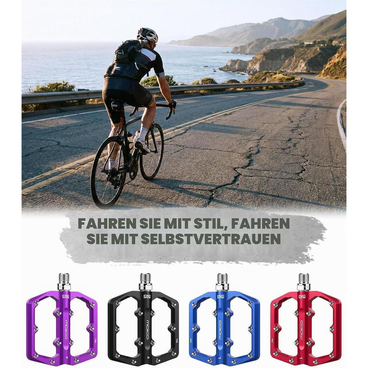 FAHRRADPEDALE CNC-Aluminium Rot 9/16 Zoll - Rot, Metall (9.8/1/12.5cm)