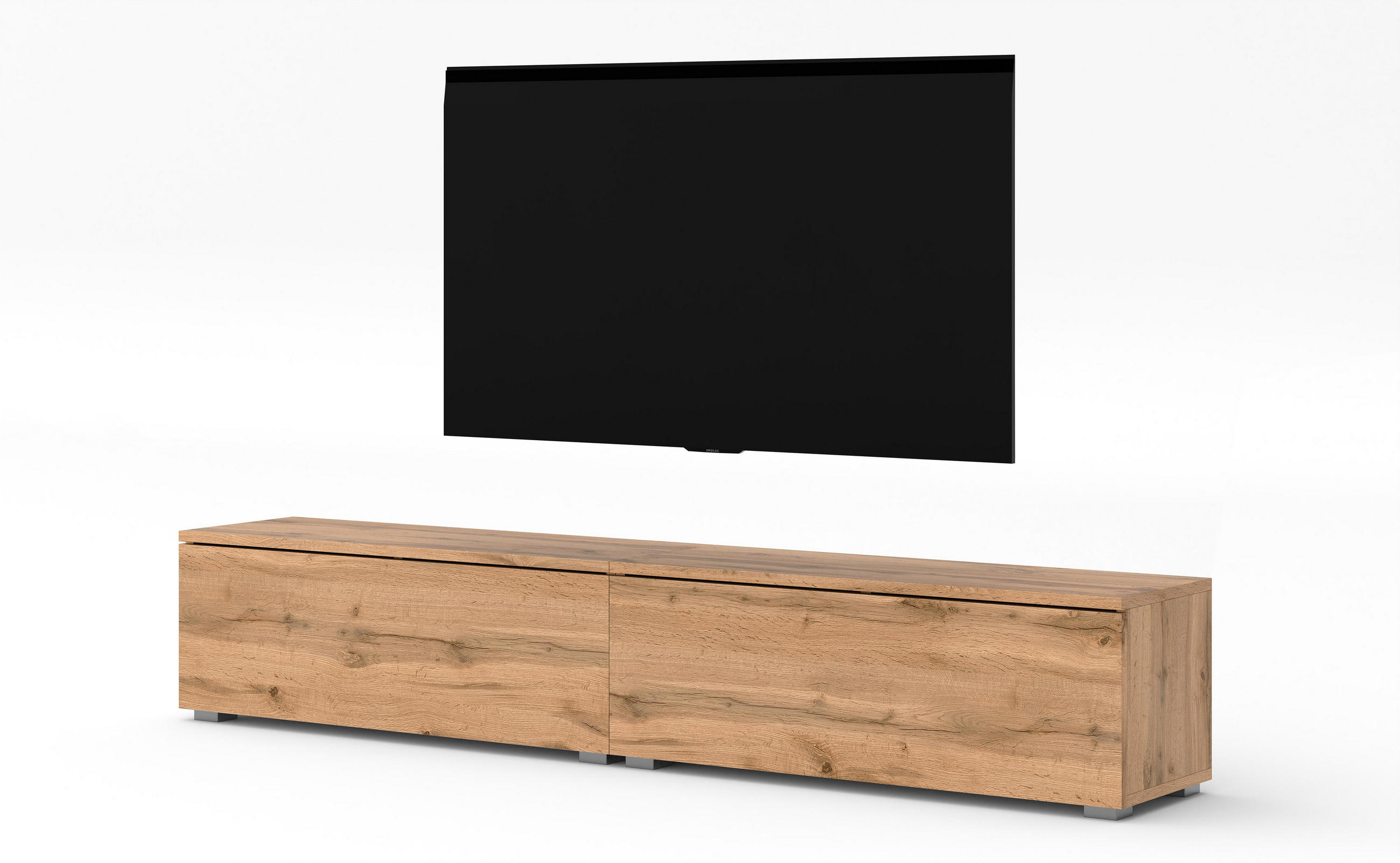 LOWBOARD Loriano 3x100 Eiche Wotan 300/36,5/32 cm – Hängend und Stehend - Braun, Holzwerkstoff/Kunststoff (200/36.5/32cm) - AX Living