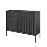 KOMMODE STELLARE 104/83/39 cm mit 2 Schubladen 2 Türen Schwarz - Schwarz, Holzwerkstoff (104/83/39cm) - MASSENO