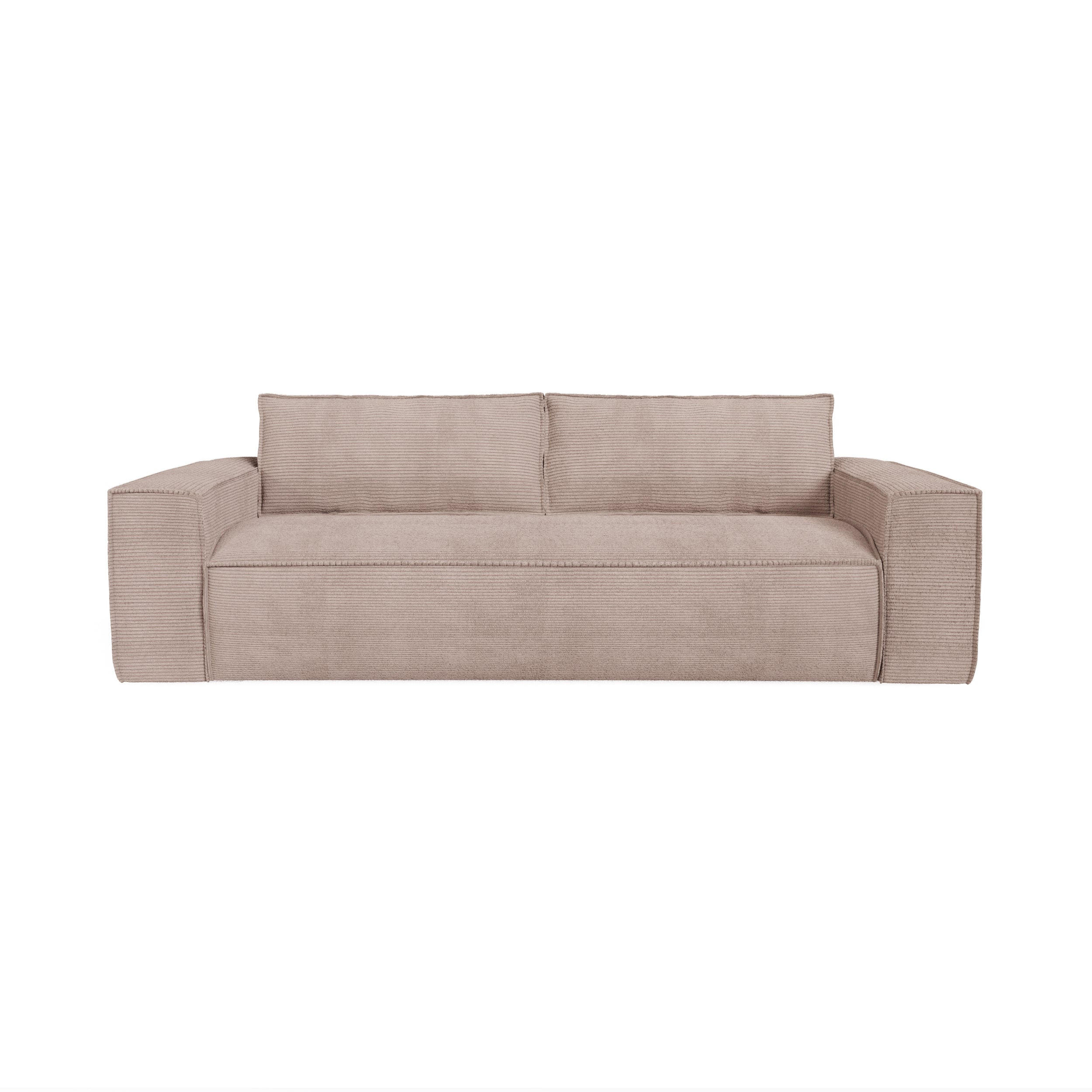 SCHLAFSOFA GERADE Gerippter Samt Taupe 214cm - Taupe, Textil (214/90/100cm) - Sia Home