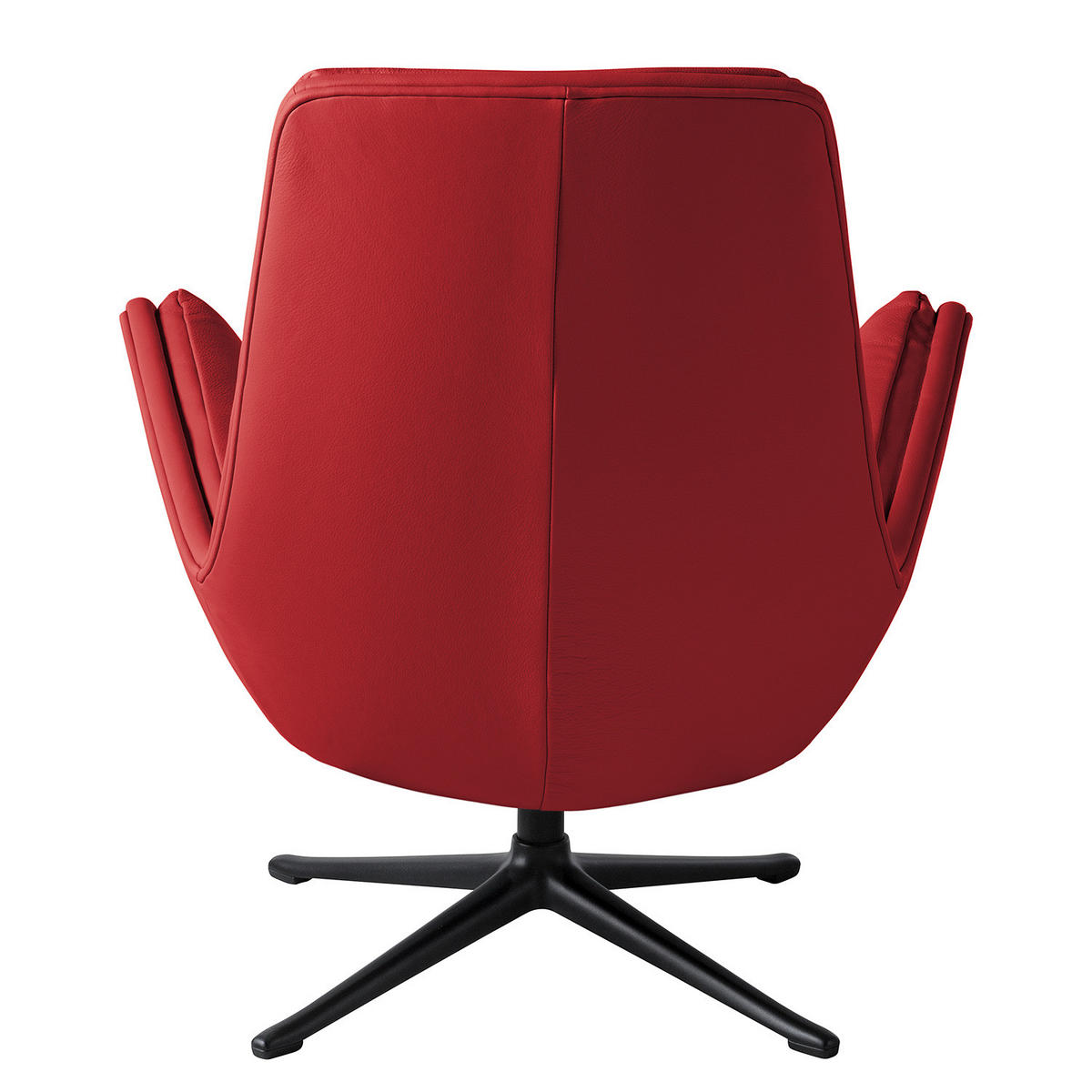 SESSEL mit Kreuzfuß - Rot/Schwarz, Leder/Metall (83/95/97cm) - home24