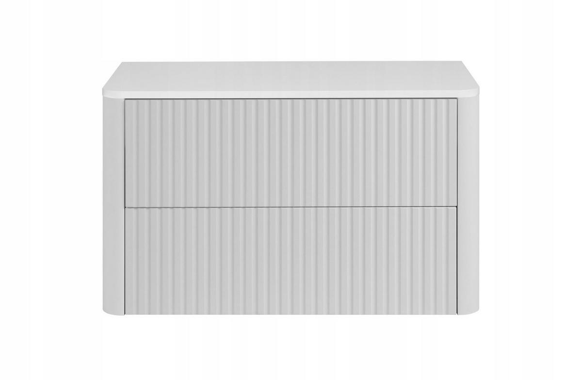 WASCHBECKENUNTERSCHRANK LINEA hängend geriffelt Weiß matt mit Waschtischplatte 80/48/44 cm - Weiß, Holzwerkstoff (80/48.4/43.7cm) - Rodan