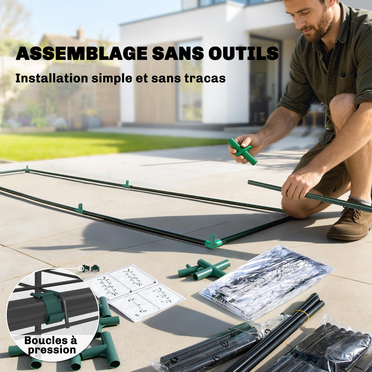 GEWÄCHSHAUS DE-12075 3-stufig mit PVC-Bâche und 2 Rolltüren Transparent - Transparent, Metall (46/165/143cm) - ComfortXL