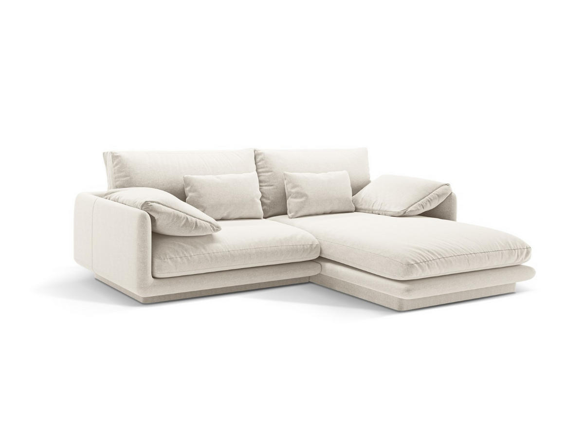 ECKSOFA rechts Torino aus strukturiertem Stoff elfenbein 3 Sitzplätze - Ecru, Textil (170/220cm) - Micadoni